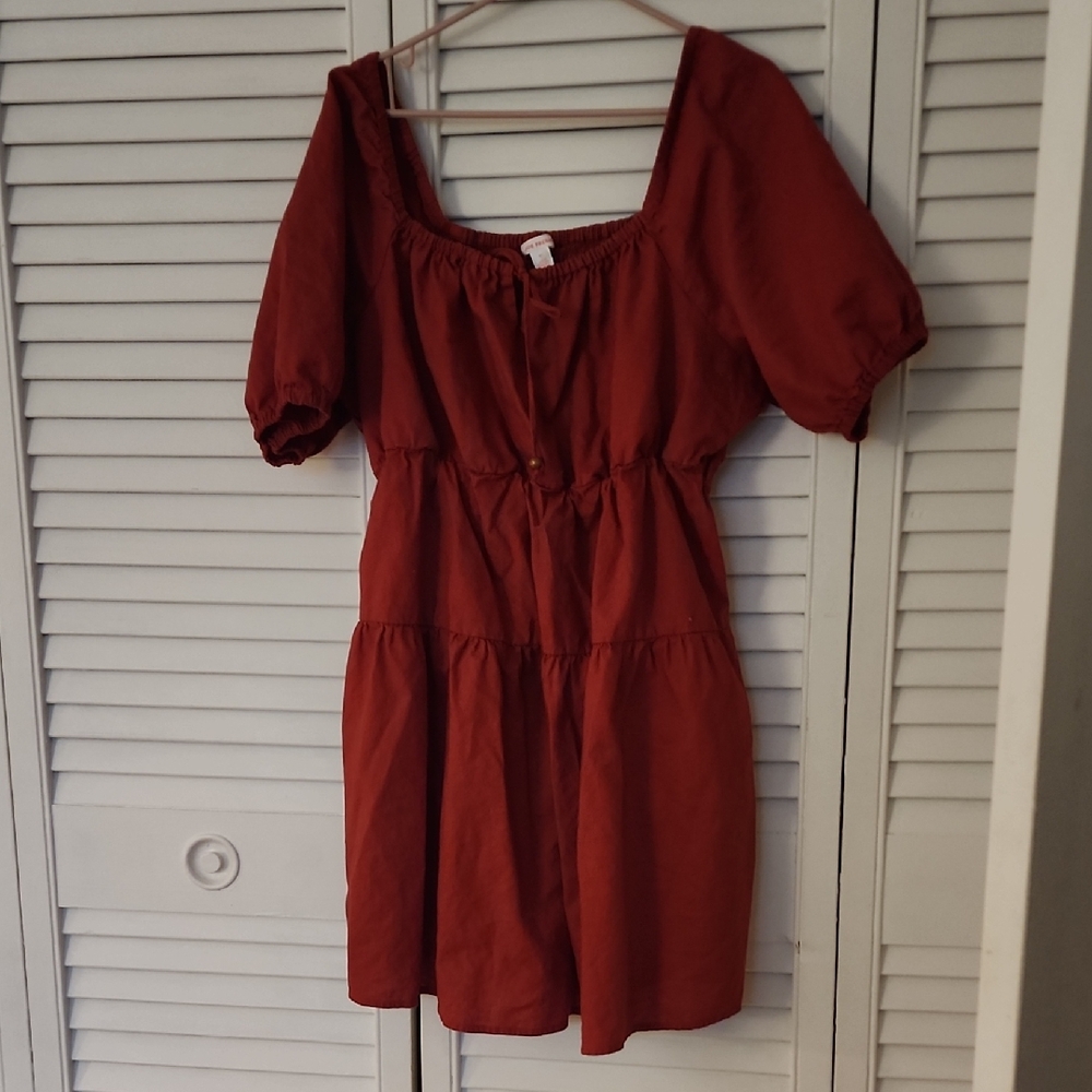 Joe Fresh Terracotta Puff Sleeve Dress